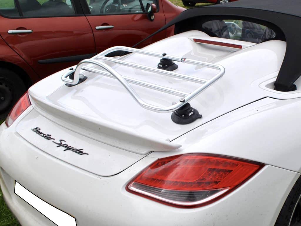 Porsche Boxster Spyder Luggage Rack - No clamps no damage.